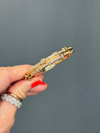 14k Yellow Gold Solid Natural Diamond Double BarBangle 2.58 cttw