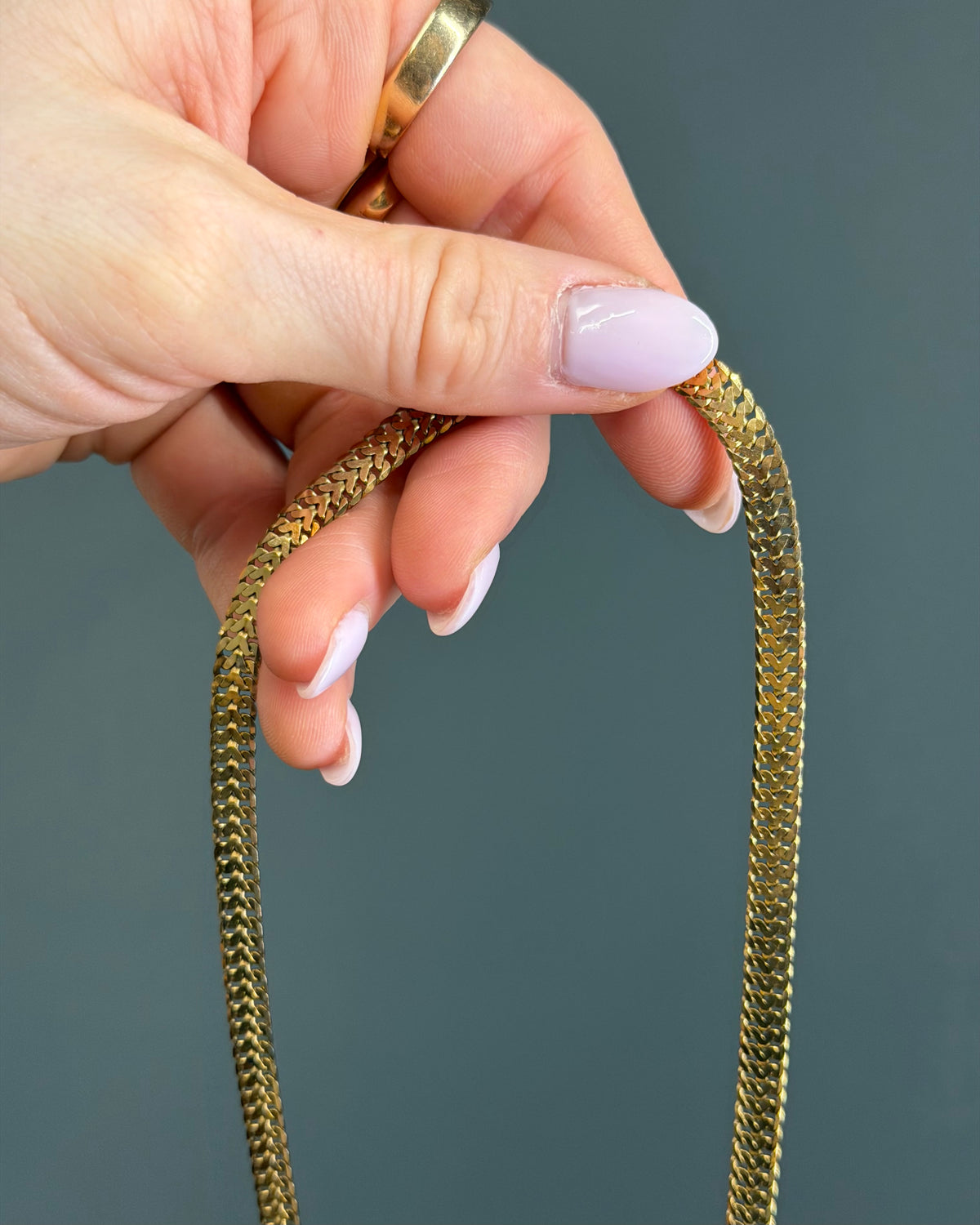 Vintage Solid 14k Yellow Gold Flat Franco Chain