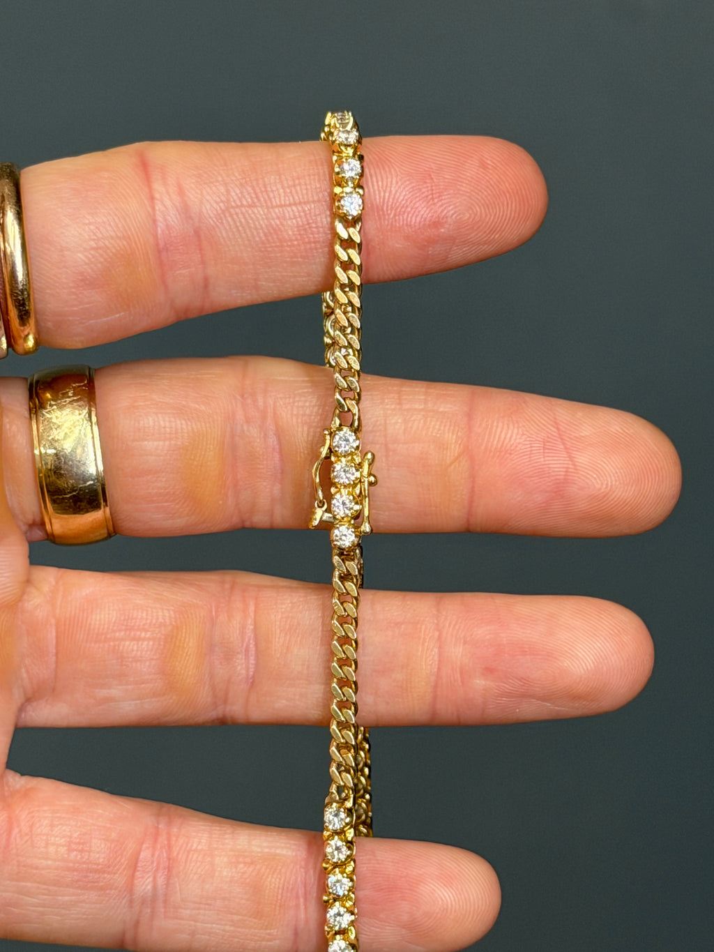 Vintage 18k Yellow Gold Riviera Natural Diamond Tennis Necklace