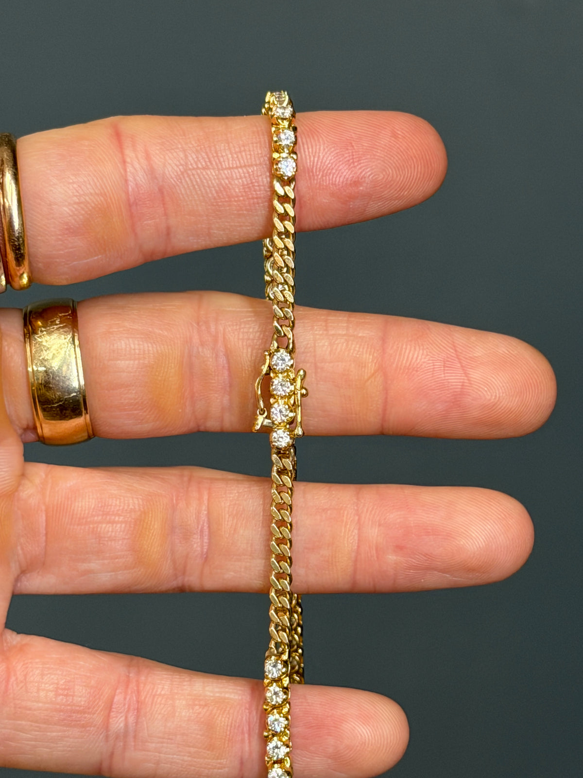 Vintage 18k Yellow Gold Riviera Natural Diamond Tennis Necklace