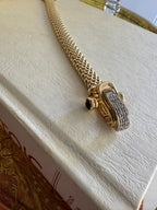 Vintage 14k Yellow Gold & Diamond Fancy Clasp Bracelet