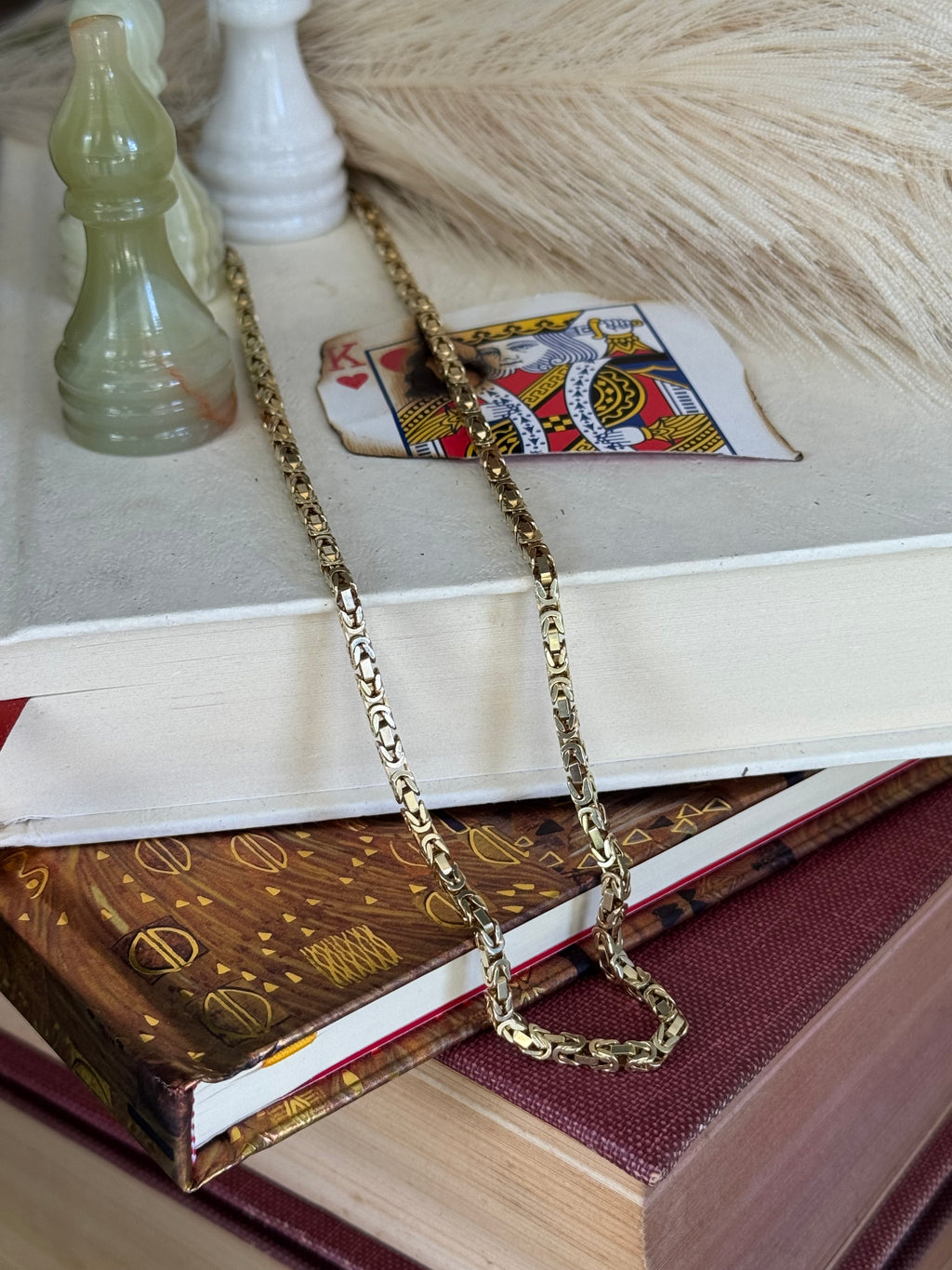 Vintage 14k Yellow Gold Square Byzantine Chain