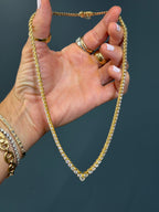 Vintage 18k Yellow Gold Riviera Natural Diamond Tennis Necklace