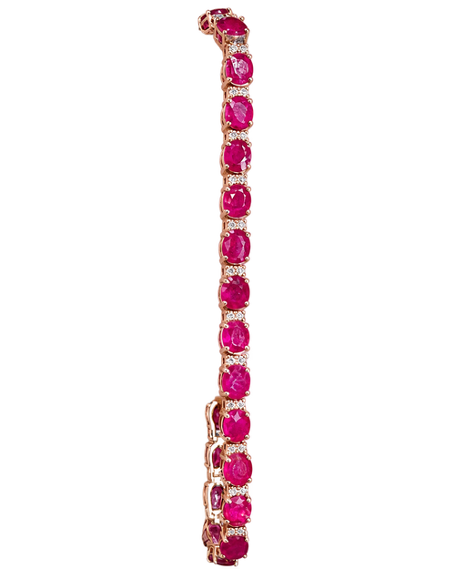 14k Rose Gold Vintage Natural Ruby Bracelet 3.5 cttw