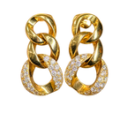 Estate 18k Yellow Gold & Diamond Curb Link Fancy Earrings