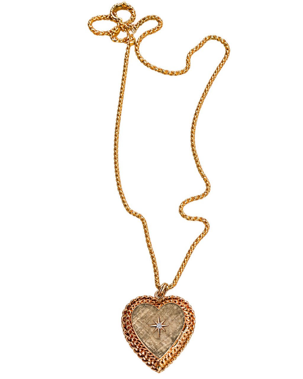 Vintage 14k Yellow Gold & Diamond Heart Locket