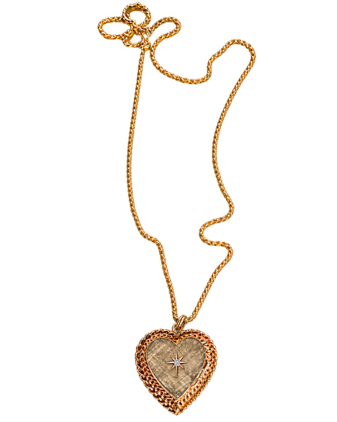 Vintage 14k Yellow Gold & Diamond Heart Locket