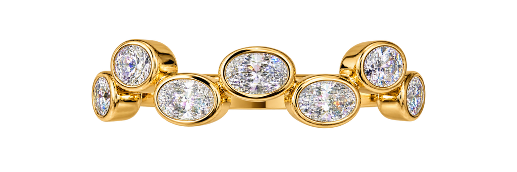 14k Yellow Gold Oval Bezel Set Natural Diamond Ring