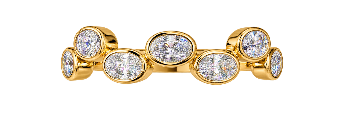 14k Yellow Gold Oval Bezel Set Natural Diamond Ring