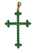 Vintage 10k Emerald Gothic Cross Pendant