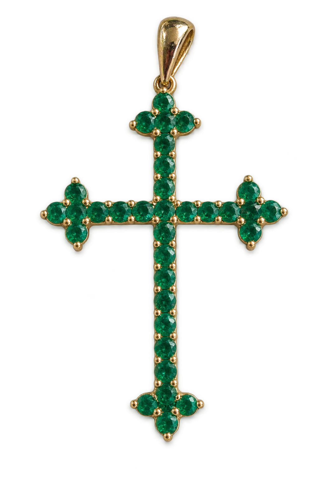Vintage 10k Emerald Gothic Cross Pendant