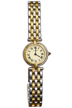 Original Vintage Cartier Panthére Vendome Two-Row Watch 18k Yellow Gold and Stainless Steel