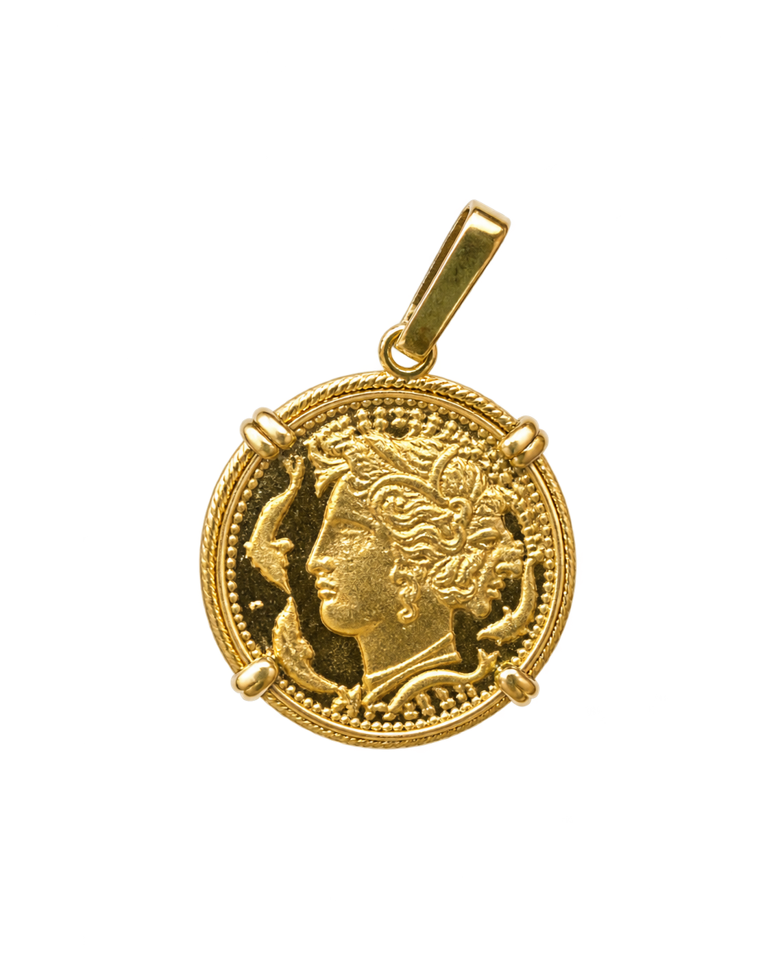 Estate 14k Yellow Coin Pendant w/ 14k Bezel