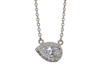 Natural Diamond Pear-Cut Halo Necklace 14k White Gold