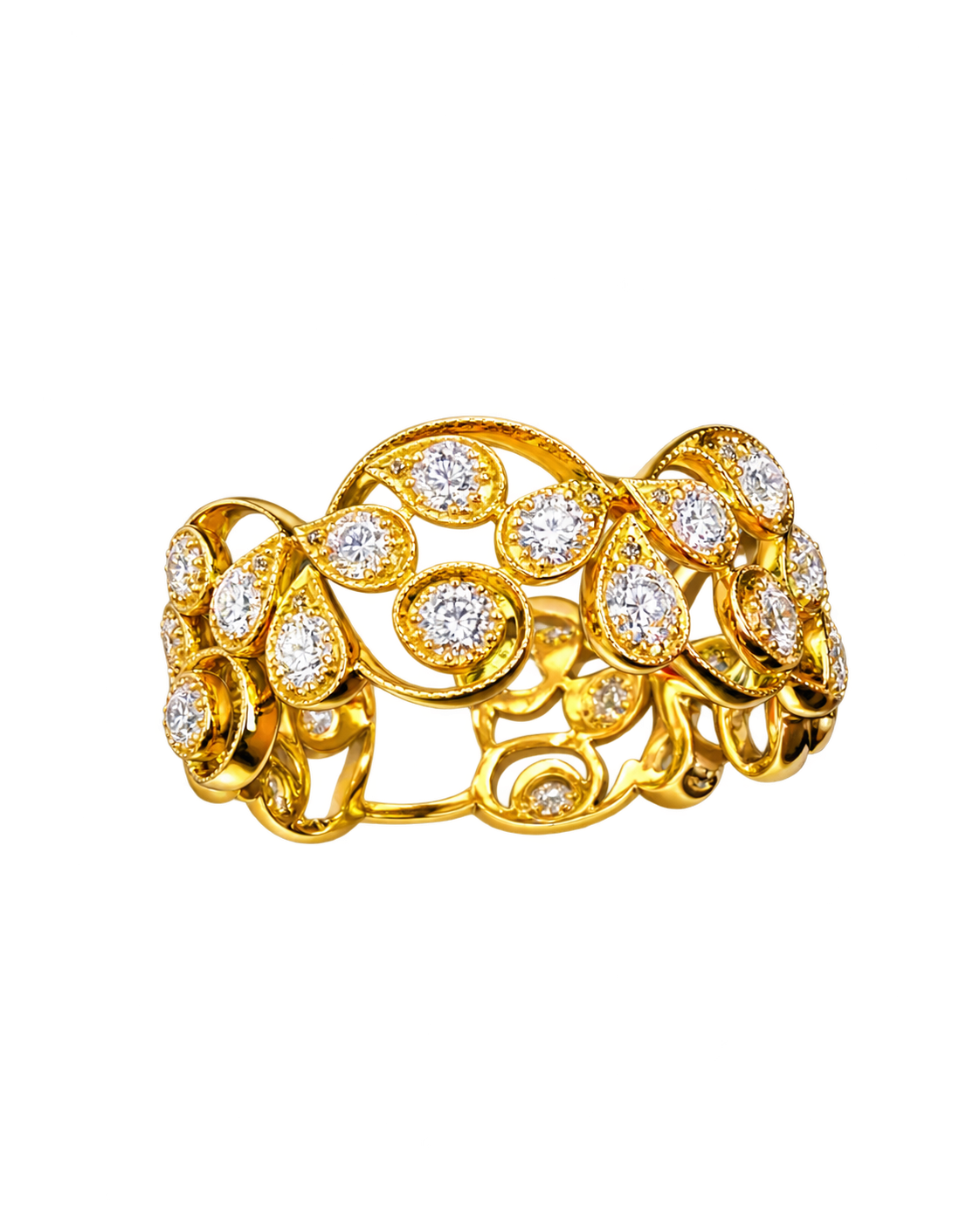 Fancy Swirl Ring 18k Yellow Gold