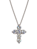 14k White Gold Natural Diamond Cross Necklace