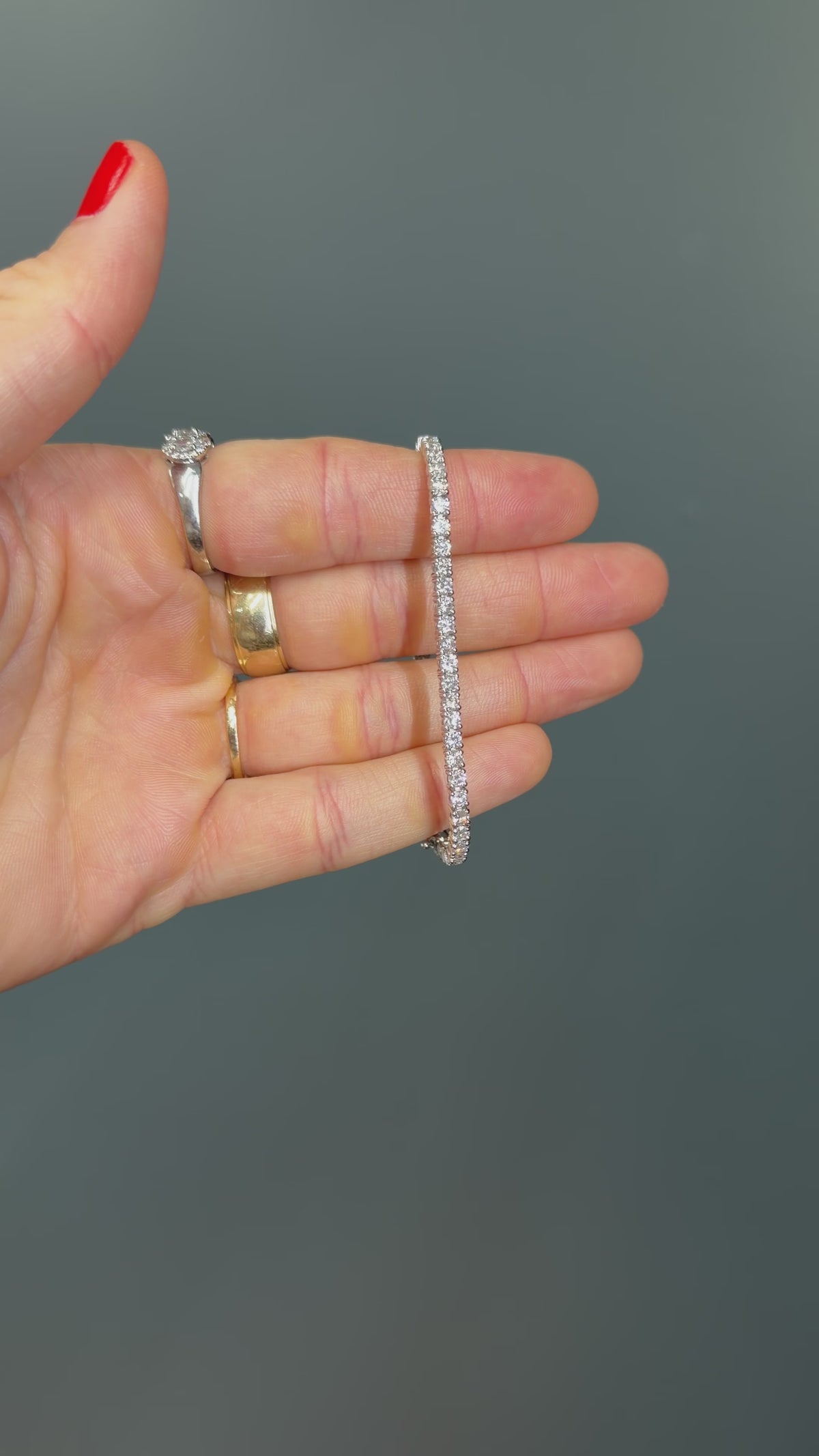 14k White Gold Natural Diamond Tennis Bracelet 5.37 carats