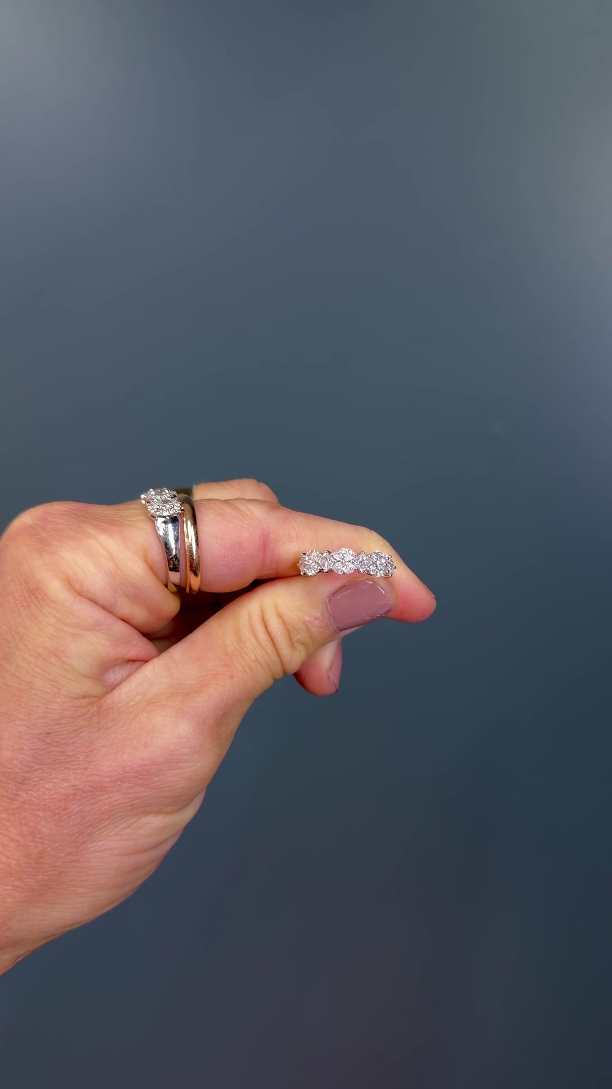 18k White Gold Half Eternity Natural Diamond Multi-Cuts Ring