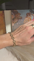 Vintage 14k Puffy Brushed Mariner Link Bracelet