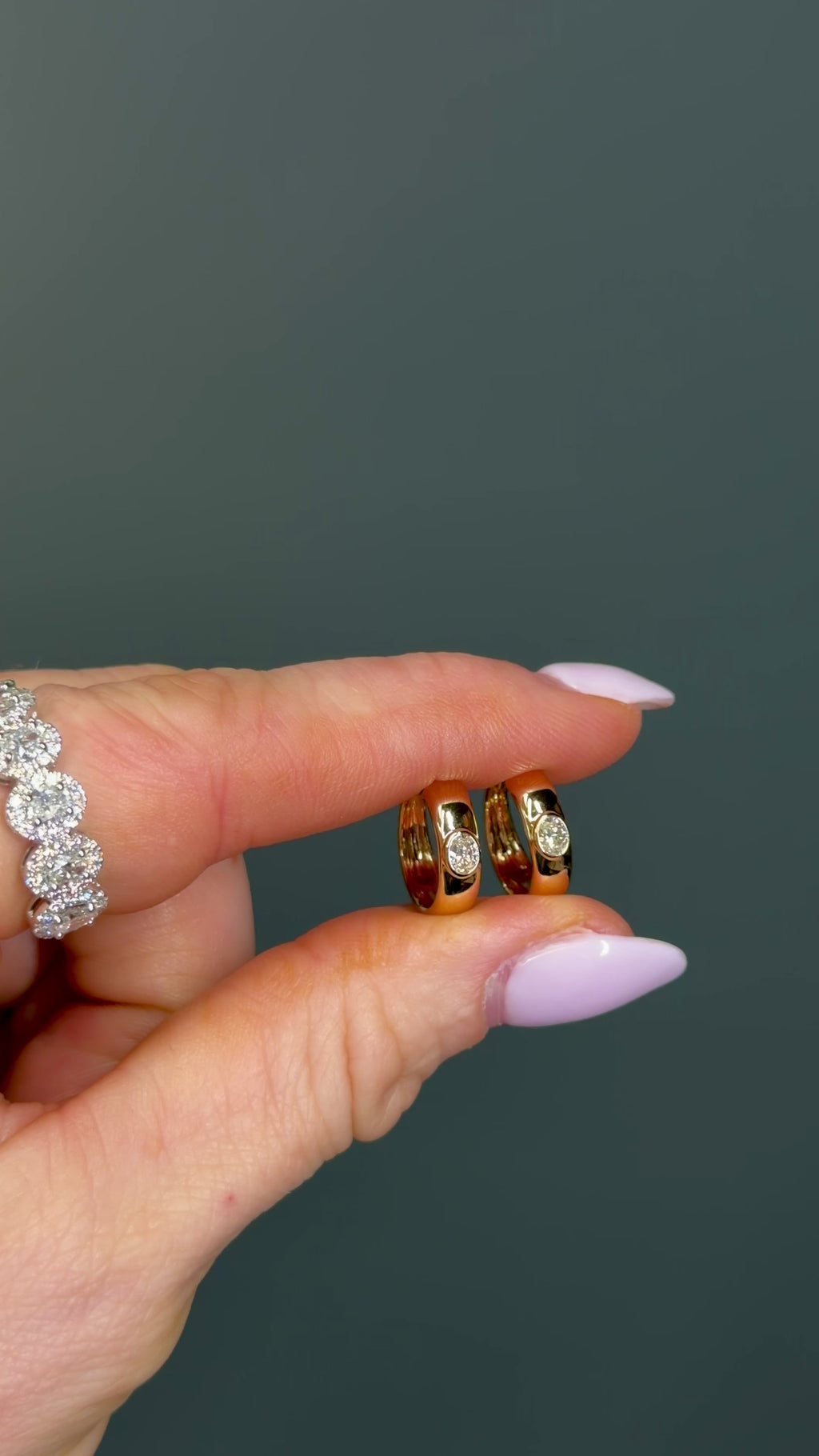 14k Yellow Gold “Daily” Natural Diamond Hoops