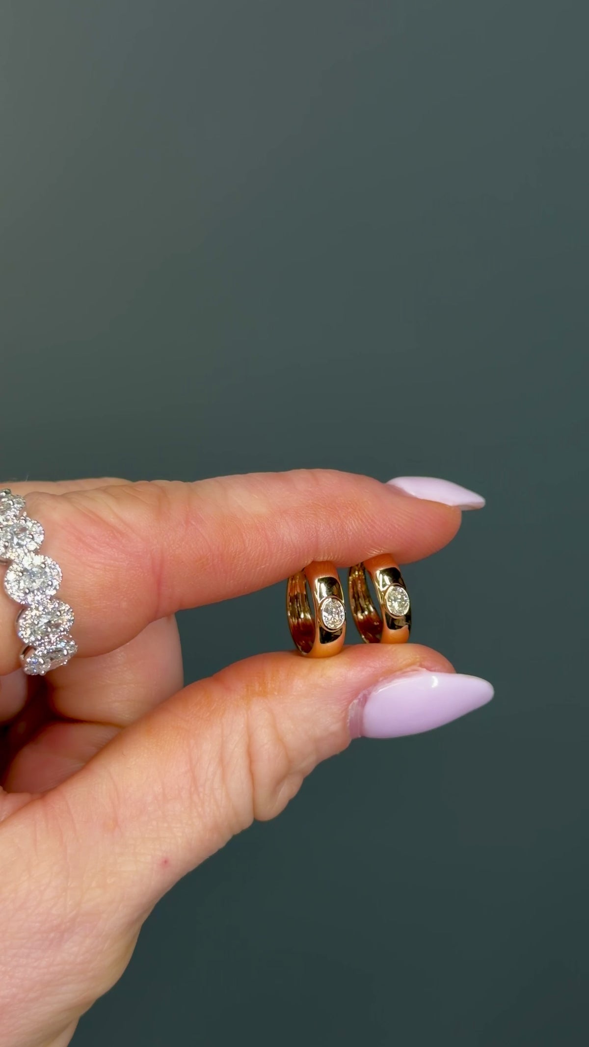 14k Yellow Gold “Daily” Natural Diamond Hoops
